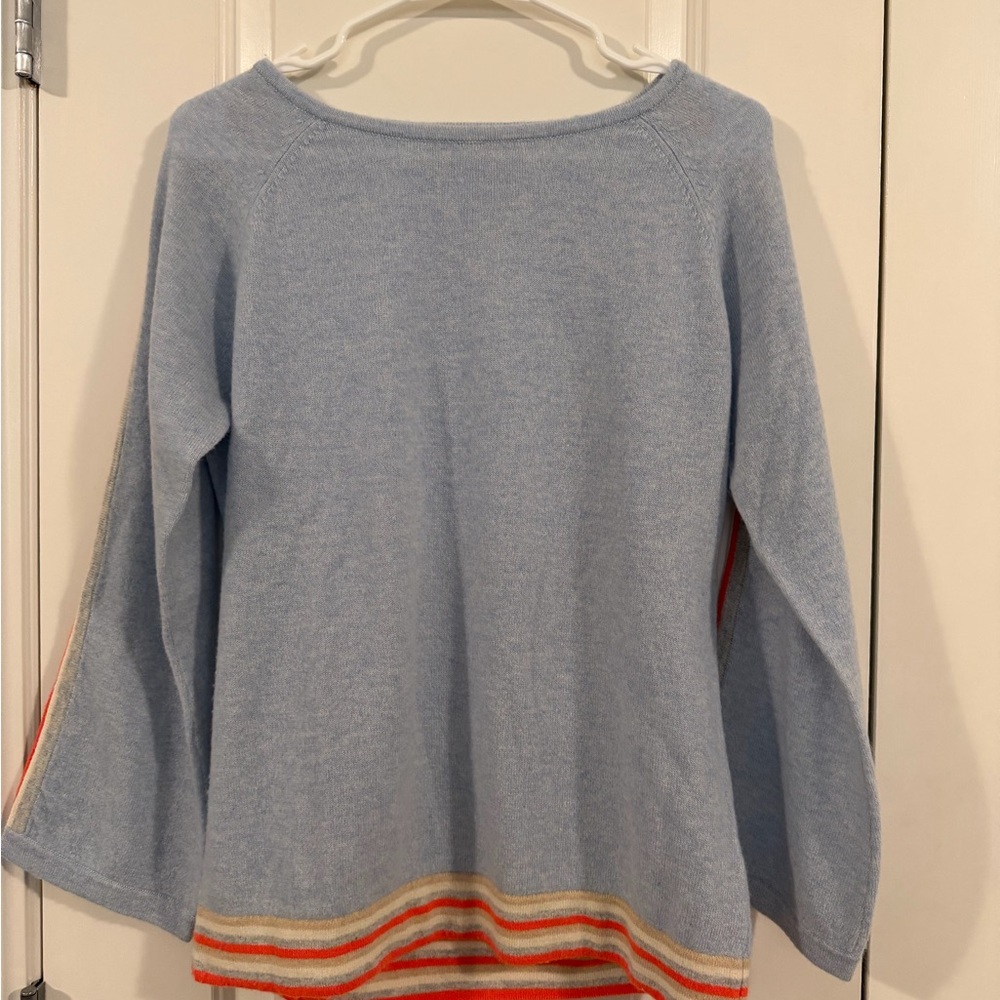 Brodie Cashmere Light Blue Off-the-Shoulder Sweater